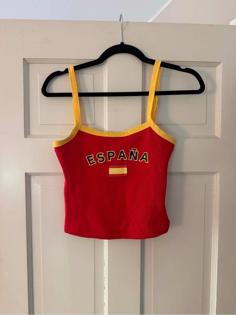 Edikted Red Tank Top with Yellow Trim - España Graphic